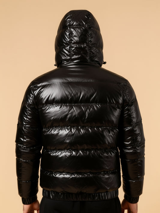 Glanzende Winterjas met Kap warm en modern