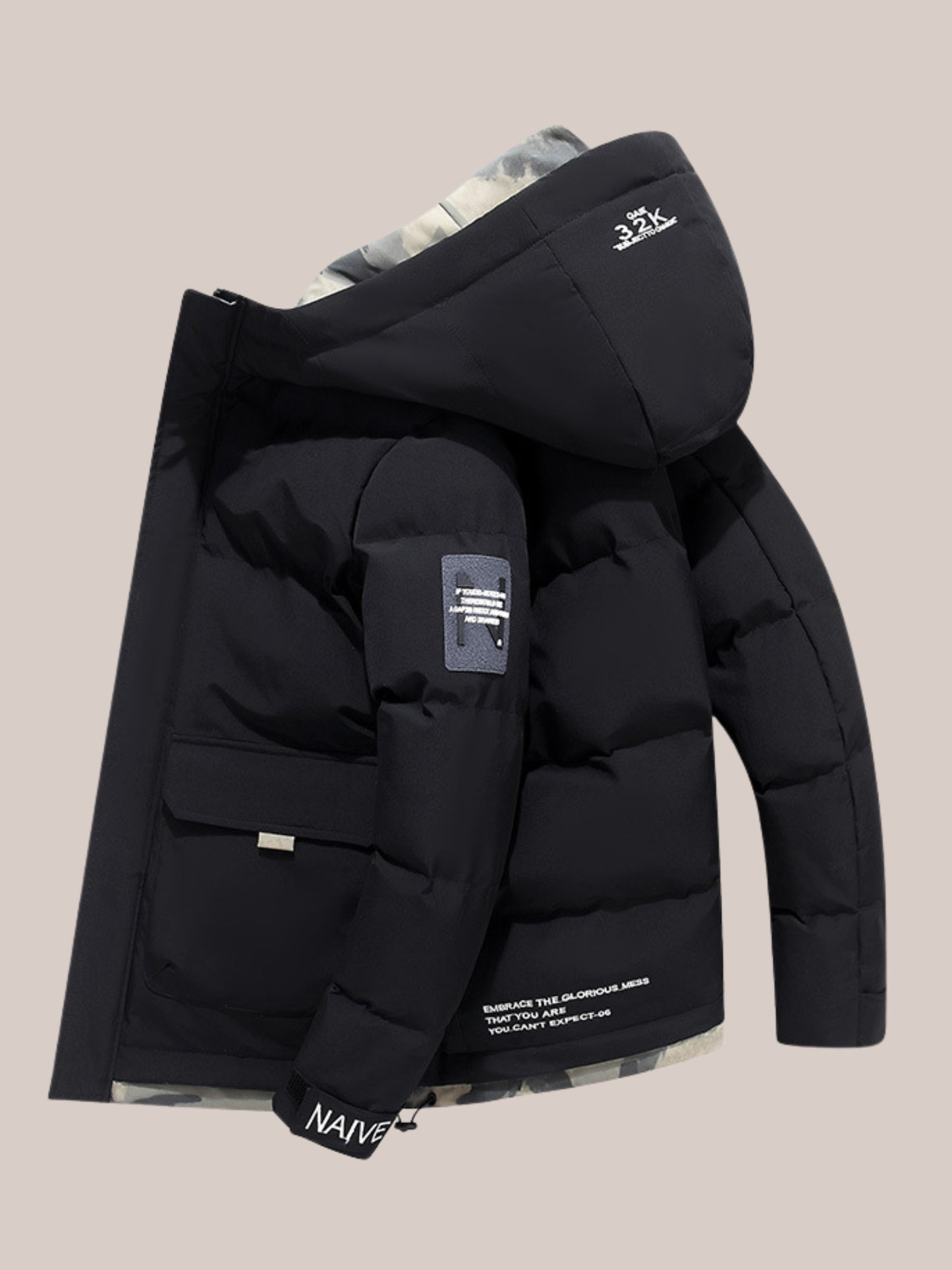 Heren Winterjas met Capuchon & Voorzak | Warme Puffer Jas