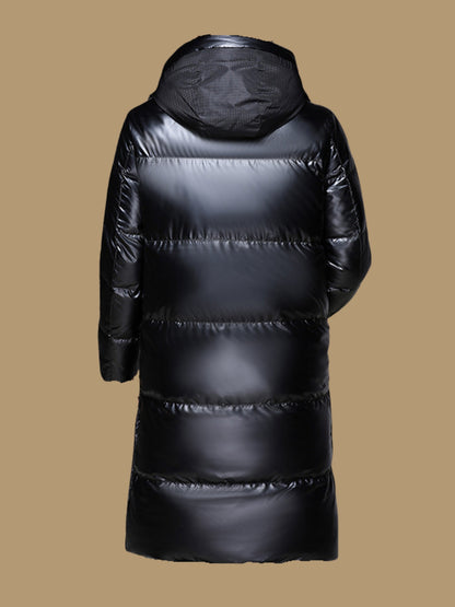 Lange Donzen Winterjas met Kap in premium Design