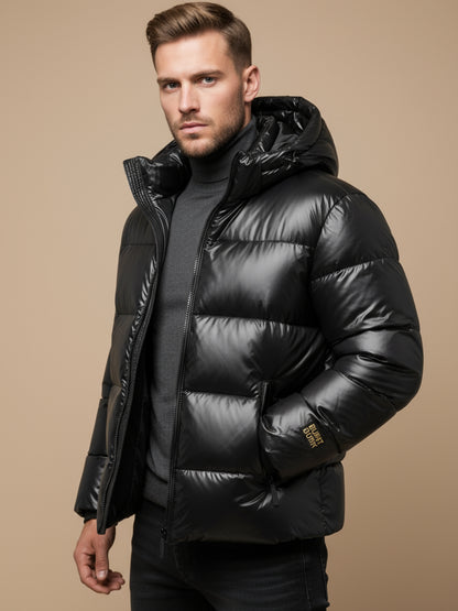 Heren donzen pufferjas zwart goud – Veensel