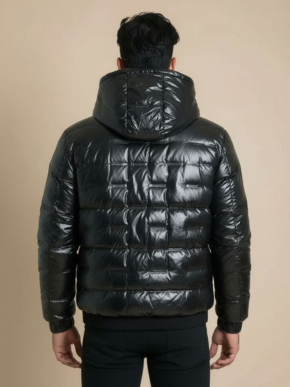Heren Metallic Winterjas met Capuchon - Glanzend & Warm Design