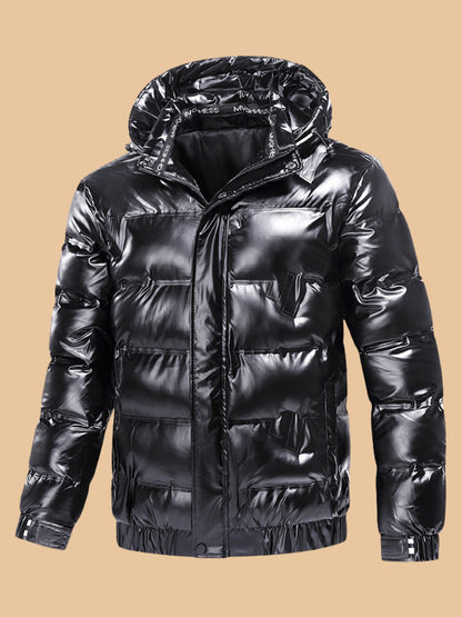 Glanzende Winterjas met Kap warm en modern