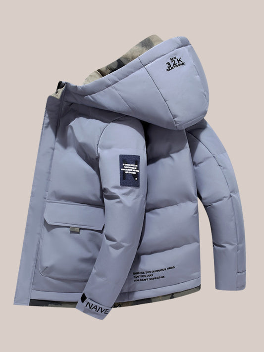 Heren Winterjas met Capuchon & Voorzak | Warme Puffer Jas