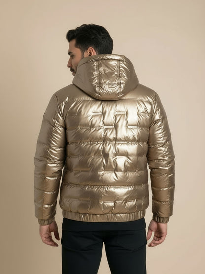 Heren Metallic Winterjas met Capuchon - Glanzend & Warm Design