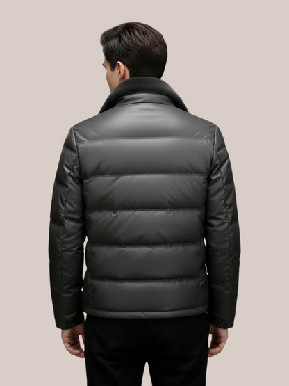 Heren Leren Puffer Winterjas | Luxe & Warm