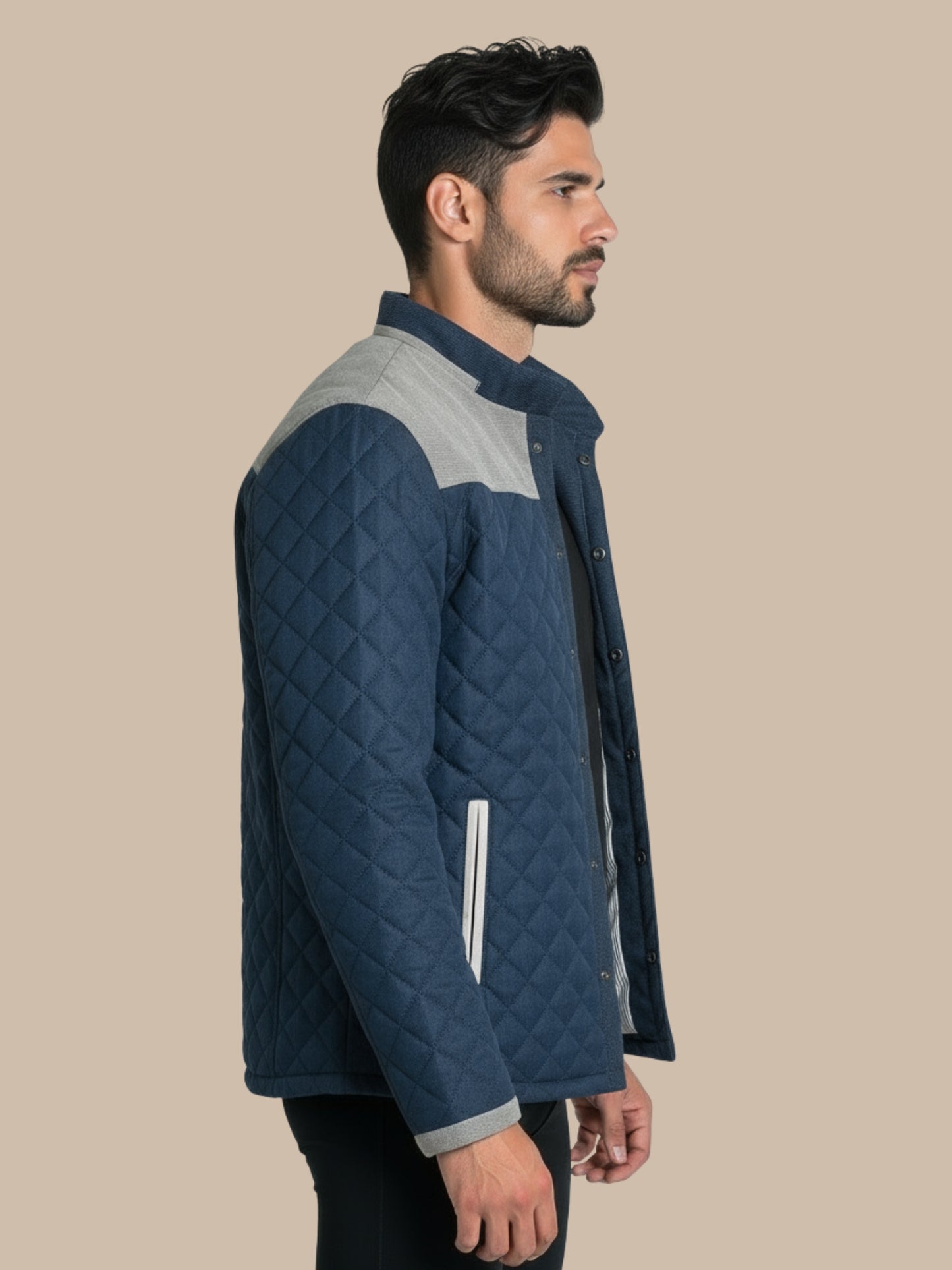 Gewatteerde Jas met Tweekleurig Design en moderne Stijl