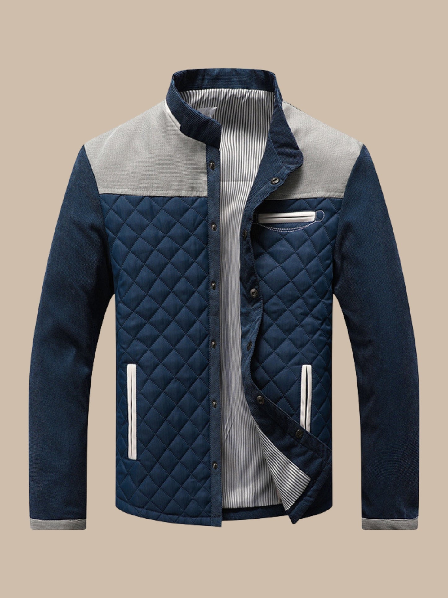 Gewatteerde Jas met Tweekleurig Design en moderne Stijl