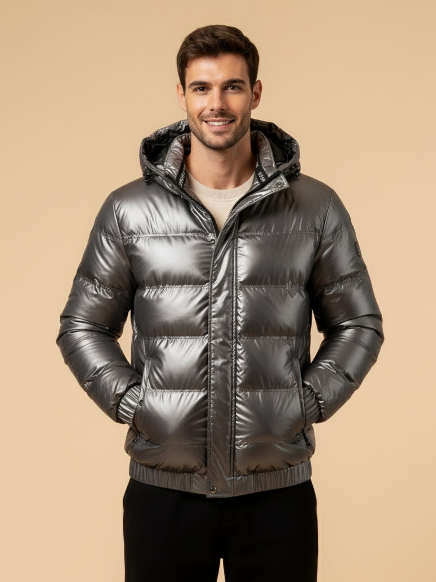 Glanzende Winterjas met Kap warm en modern