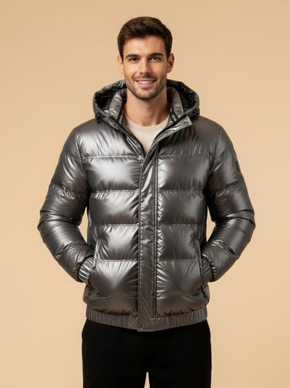 Glanzende Winterjas met Kap warm en modern