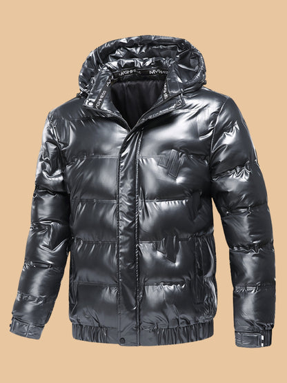 Glanzende Winterjas met Kap warm en modern