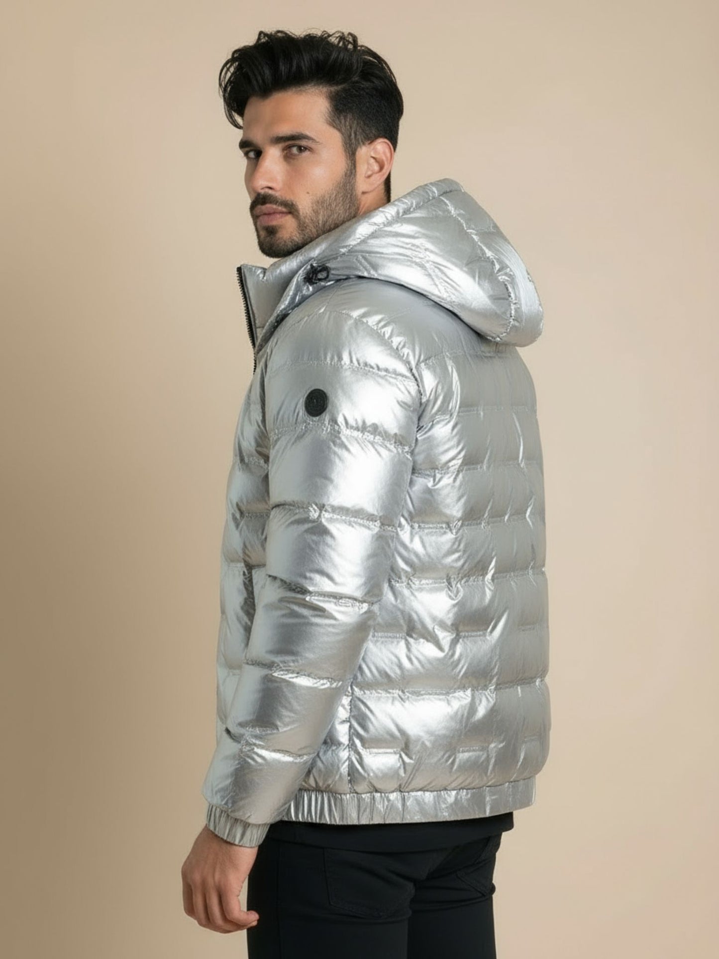 Heren Metallic Winterjas met Capuchon - Glanzend & Warm Design