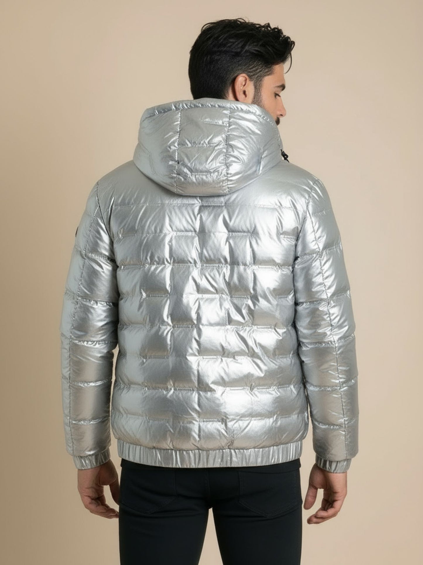 Heren Metallic Winterjas met Capuchon - Glanzend & Warm Design