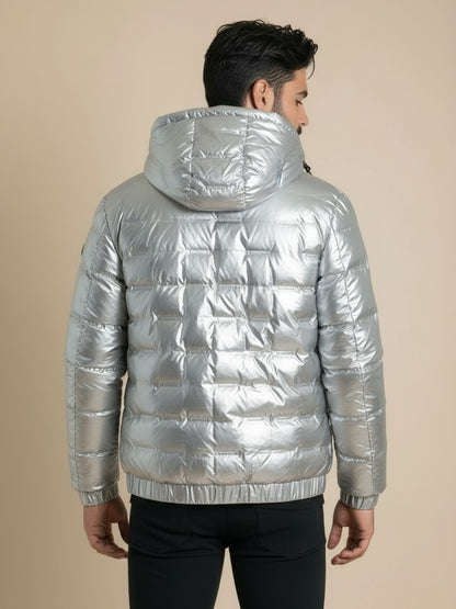 Heren Metallic Winterjas met Capuchon - Glanzend & Warm Design