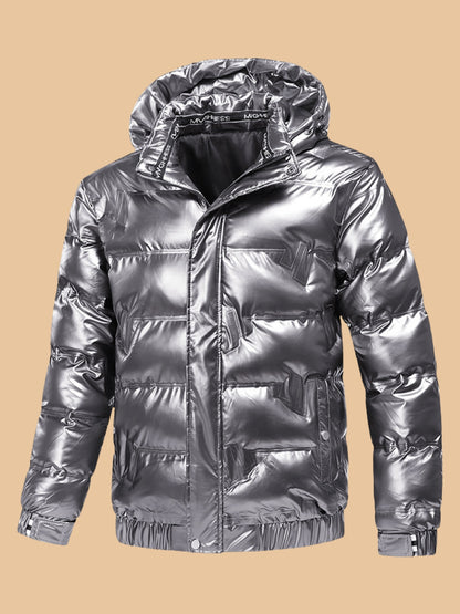 Glanzende Winterjas met Kap warm en modern