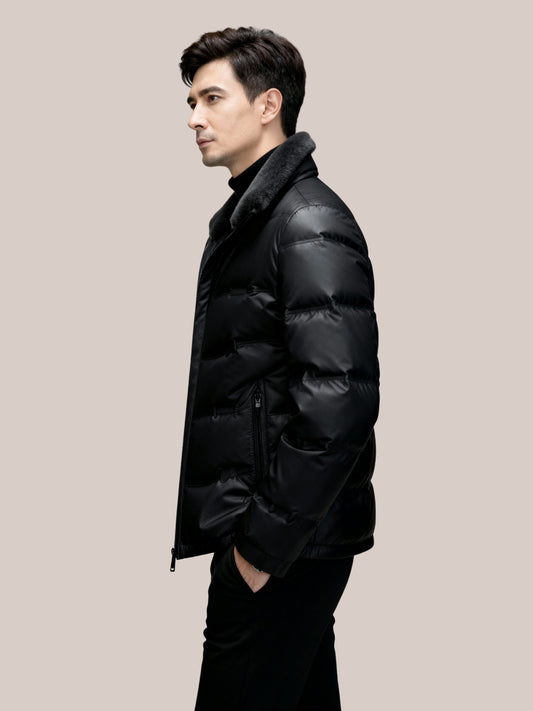 Heren Leren Puffer Winterjas | Luxe & Warm